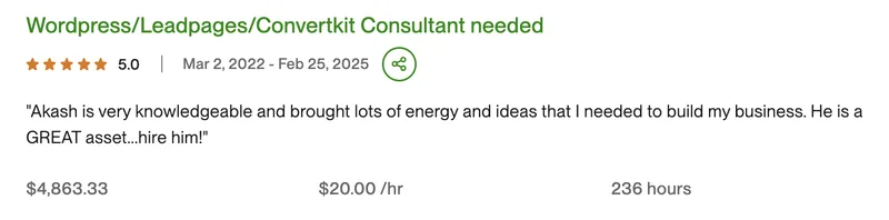 Wordpress/Leadpages/Kit.com Consultant needed - 5.0 rating